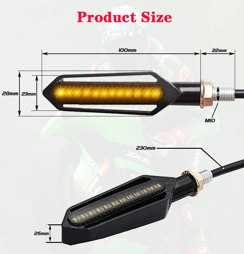 Motorcycle 24LED Turn Signals Light 12V 10MM Motorcycle Flasher Light Built Relay Turn Signal Indicator DRL Stop Signals Blinker