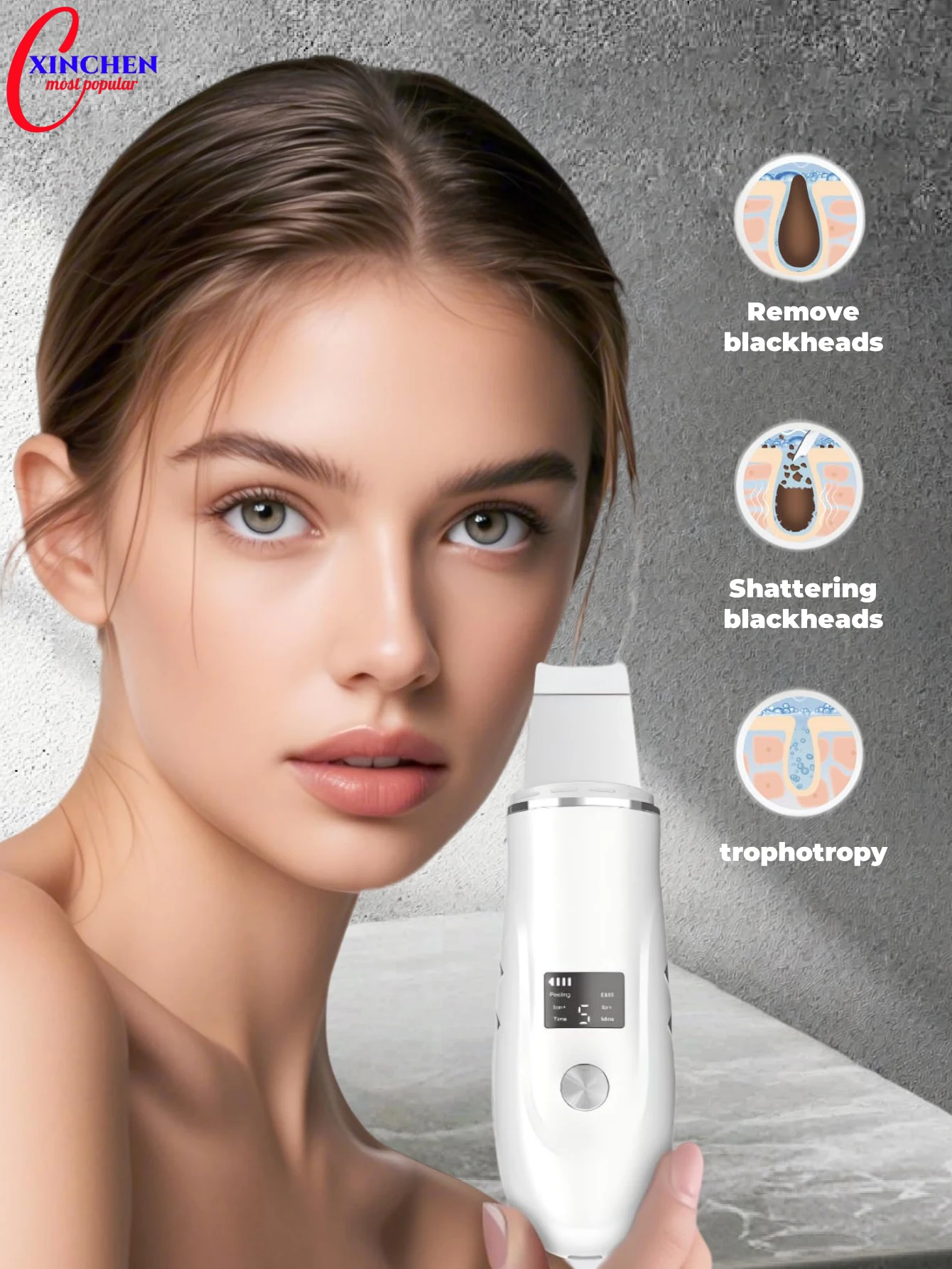 1pc Ultrasonic Facial Cleansing Tool, 4 in 1 Blackhead Removal Tool, Deep Cleansing and Lifting Mode Pore Cleansing