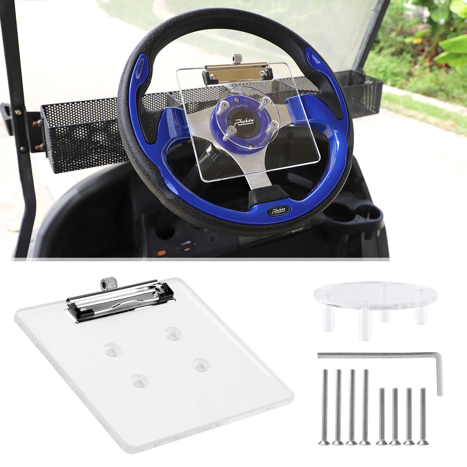 Roykaw Golf Cart Scorecard Holder with Pencil Holder Compatible with EZGO Club Car Yamaha - 0.23” Thickness Acrylic/More Sturdy