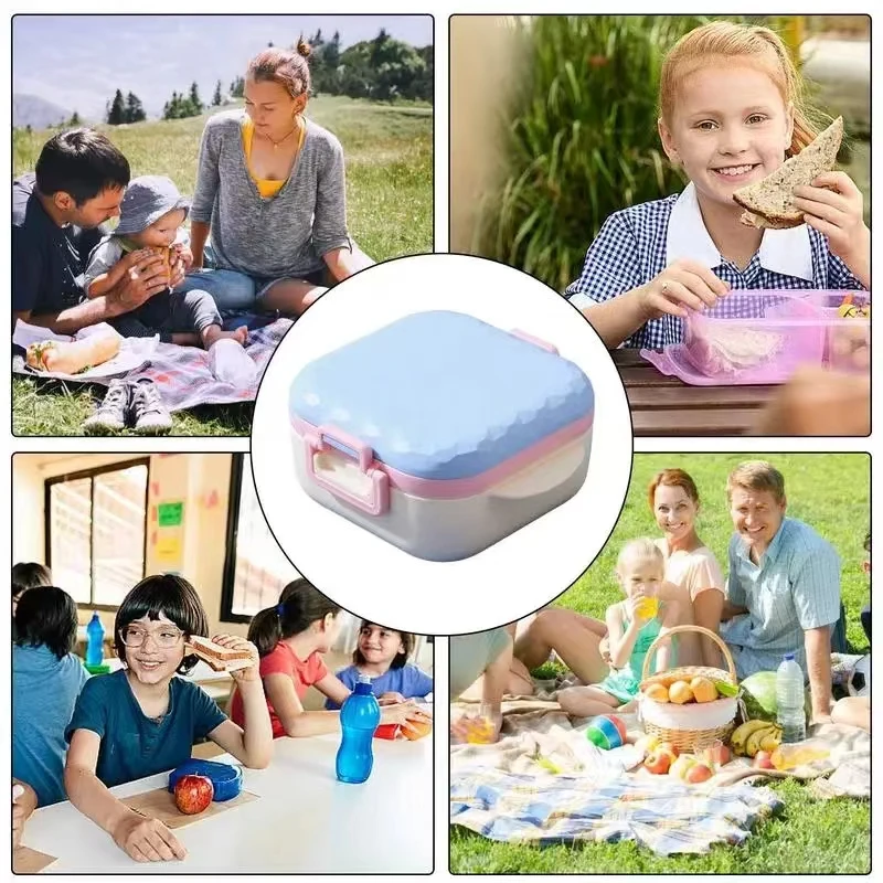900ml Portable Lunch Containers 3 Grid Food Storage Containers lunch box Durable food box With Fork & Spoon For Work School