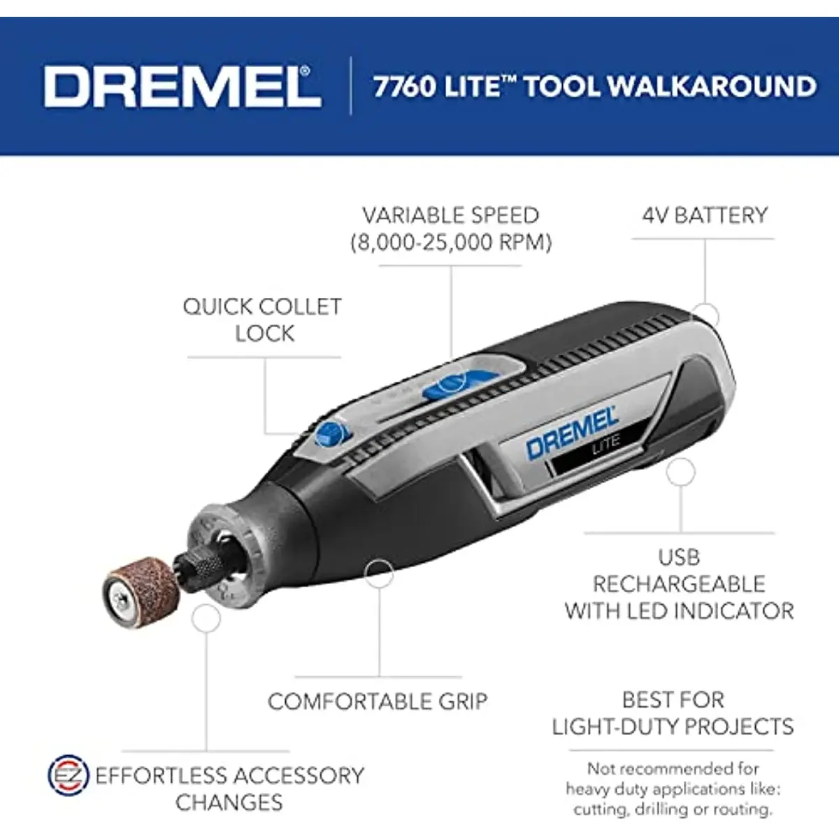 DREMEL 7760 Plug-in Electric Mill Jade Grinding Polishing Carving Tool set Easy Accessory Changes Perfect For Light Duty