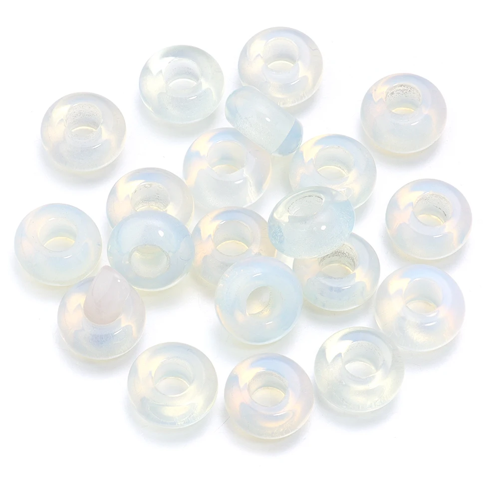 6 stks 14x8mm Natuursteen Kralen Amethist Tijgeroog Agaat Jade Abacus Vorm Big Hole Losse Kralen voor Sieraden Maken DIY Armbanden