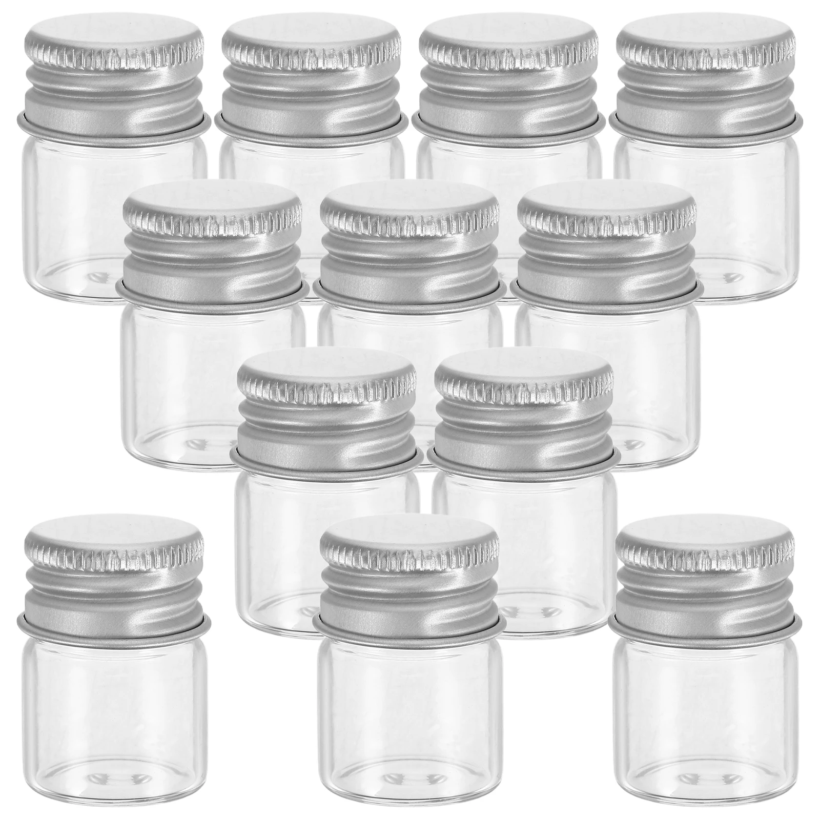 

12 PCS Aluminum Airtight Glass Bottle Food Containers with Lids Small Storage Jar