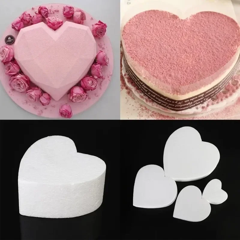 5PCS 4/6/8/10Inch Heart Round Shape Polystyrene Sugar Craft Dummy Party DIY Practice Model Cake Foam Mold Kitchen