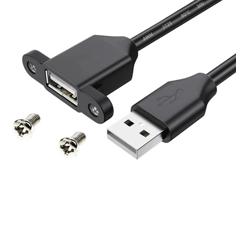 USB 2.0 Extension Cable Male To Female With Panel Mount Feature For Computer