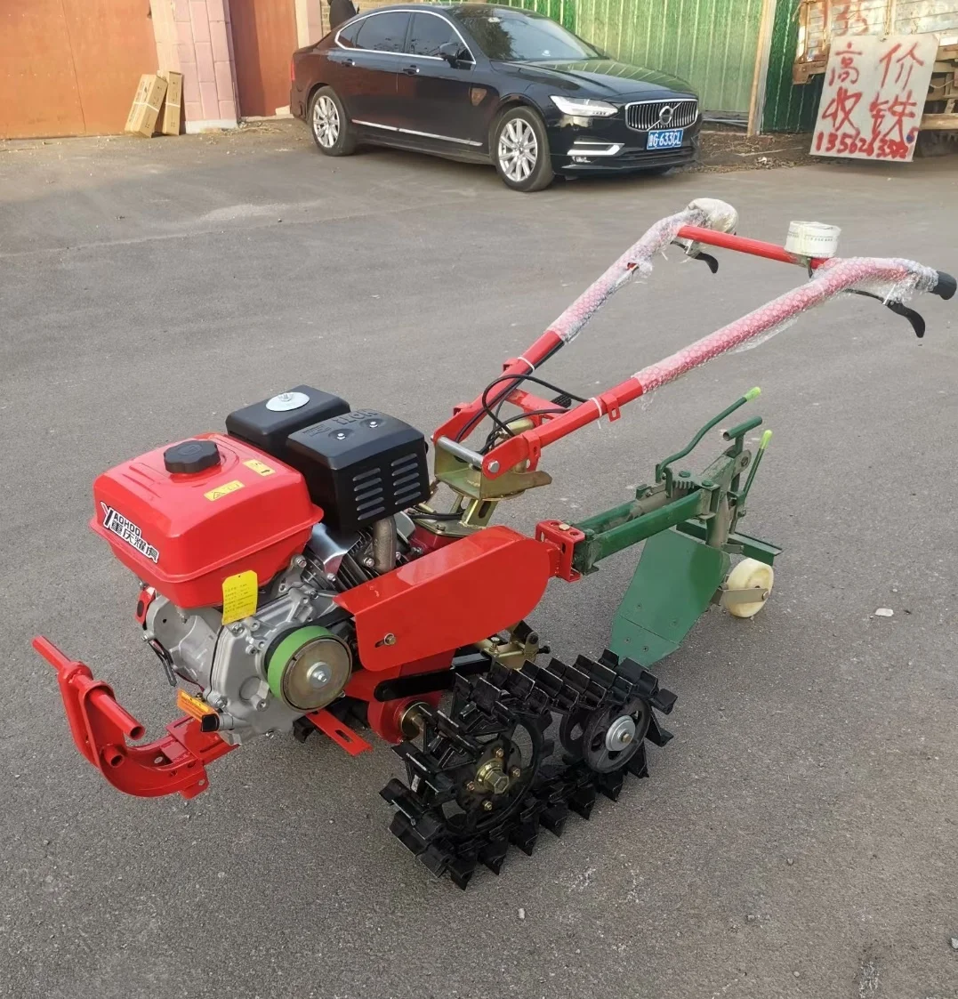 7HP/170F Double Chain Rail Agriculture Garden Mini Micro Multifunction cultivators power tiller+flipping Plow Machine