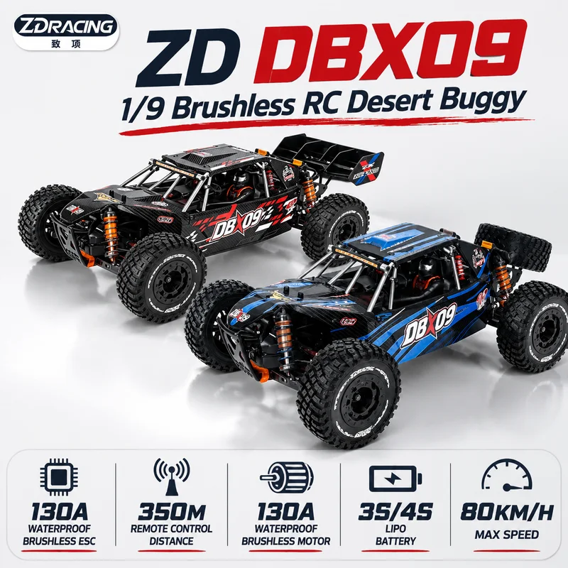 New 1/9 ZD Racing DBX09 Brushless 2.4G Remote Control Desert Buggy Off-road Vehicle Electric 4wd 80km/h High Speed 3/4S RC Model