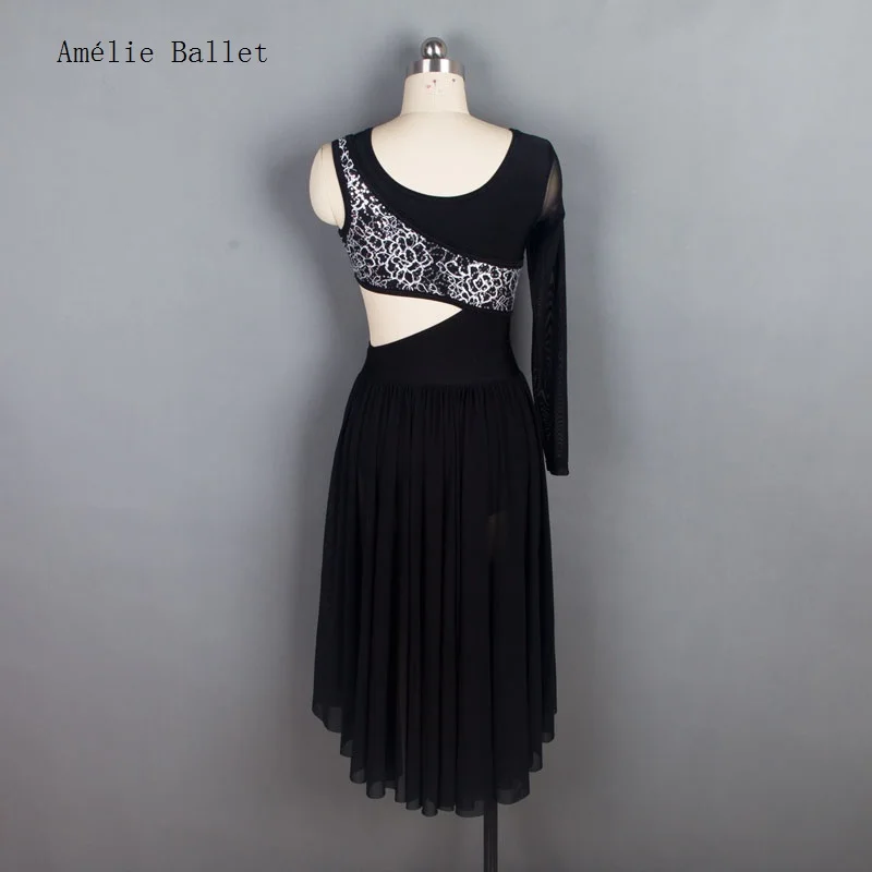 18589 جديد أزياء الرقص الغنائي والمعاصر شبكة سوداء والدانتيل فستان الباليه أزياء رقص الفتيات والنساء فستان الباليه