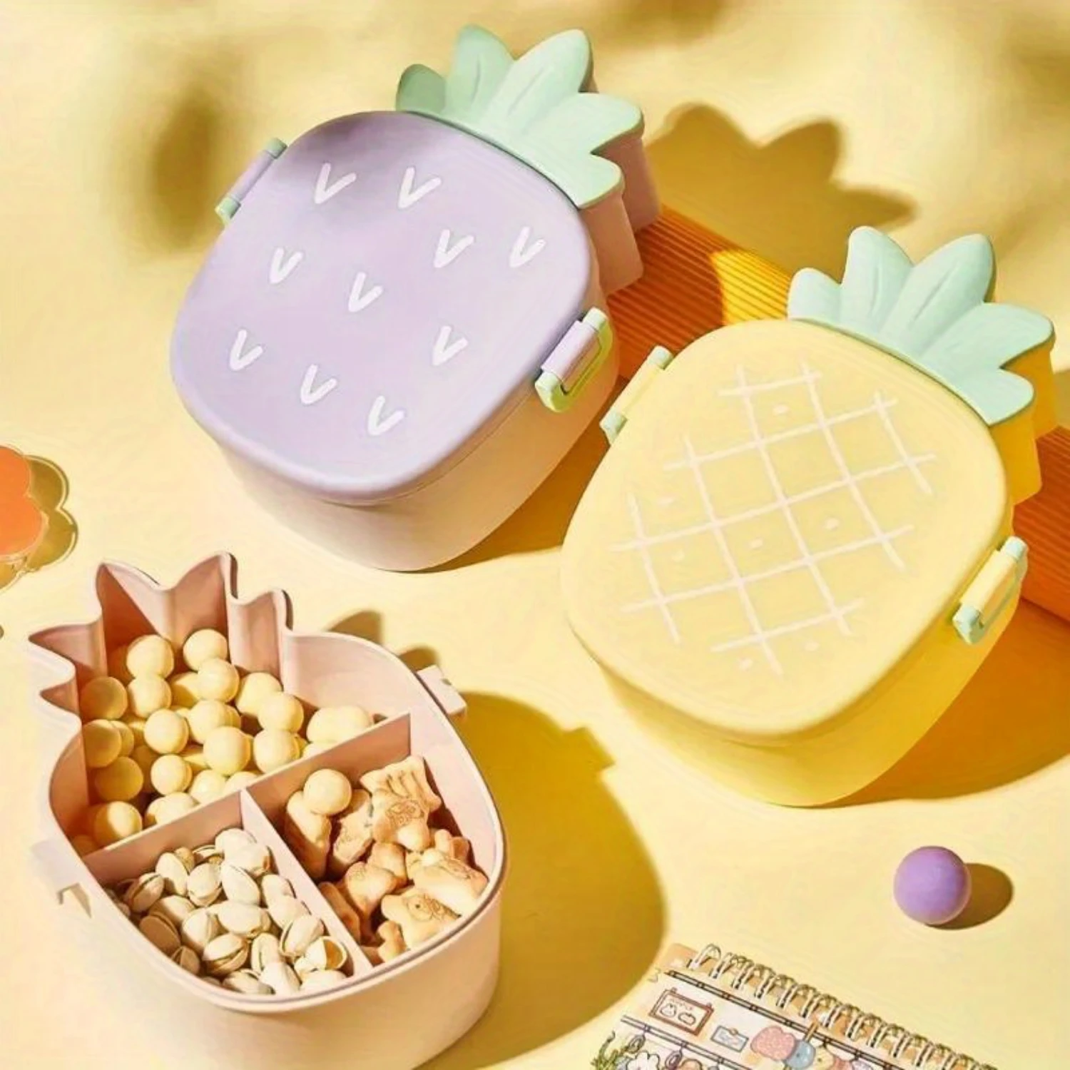 Pineapple Shaped Candy Box, Cute Nuts Box, Snacks Container, Lunch Box, Food Containers