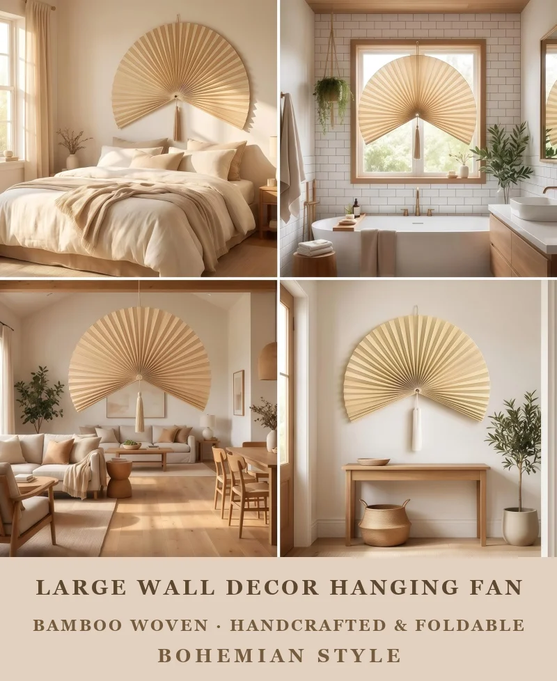 1 Piece of Handmade Bamboo Woven Wall Art/Decorative Folding Fans/Handmade Bamboo Fans, Suitable for Living Rooms/Bedrooms/Hotel