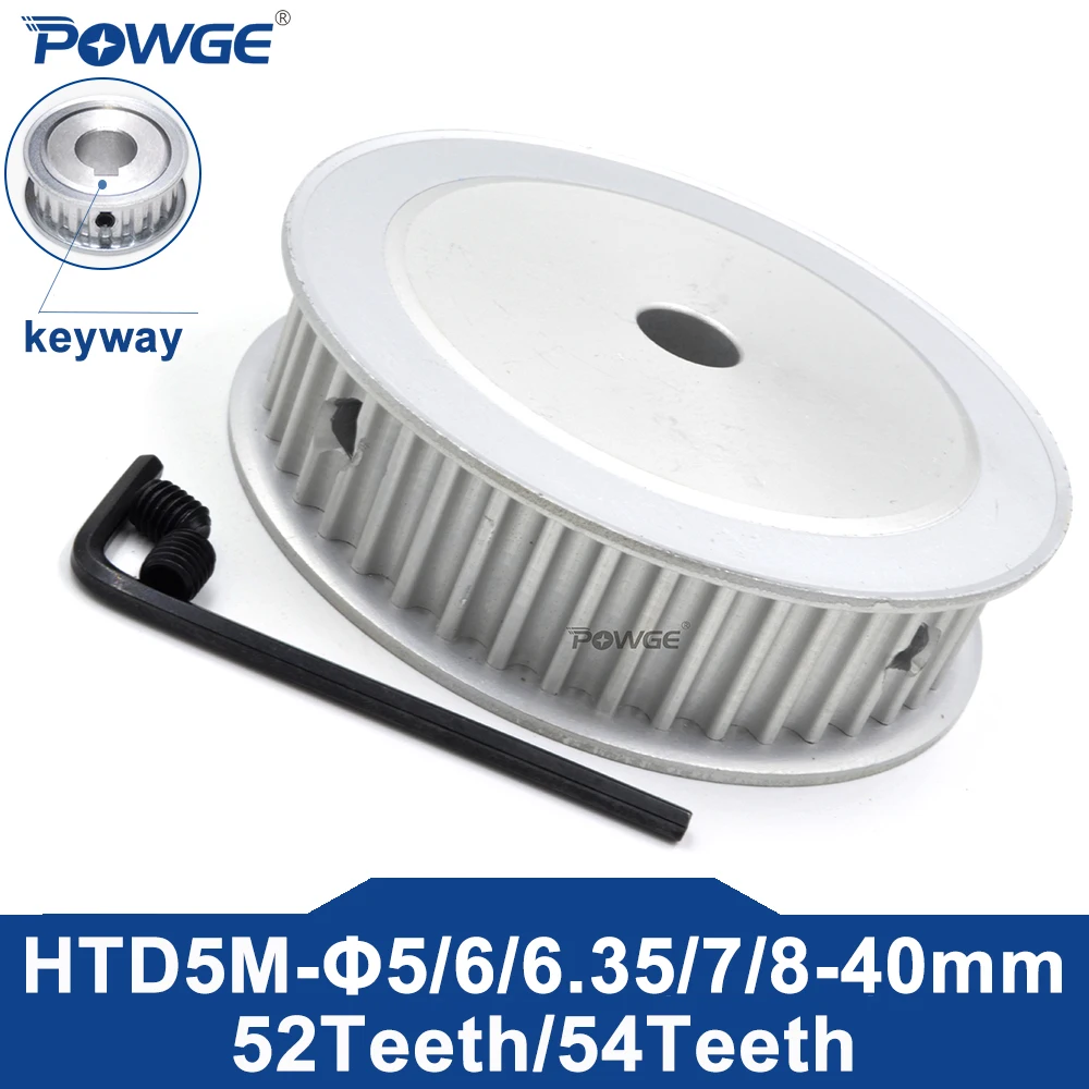 POWGE 52 54 teeth HTD 5M Timing Pulley AF Bore 10/12/14/15/16/17/18/19/20/25/30/35/40mm for HTD5M belt width 15/20/25mm 54T 52T