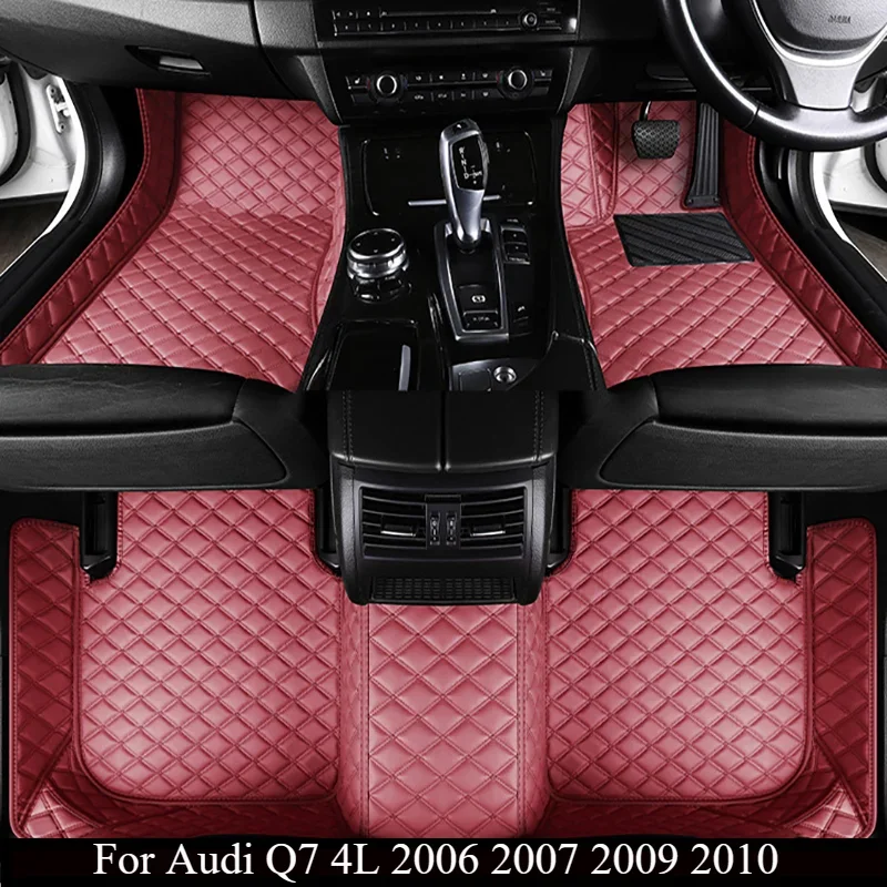 

Кожаные полный комплект автомобильных ковриков RHD на заказ для Audi Q7 4L 2006 2007 2009 2010, водонепроницаемый ковер для ног, интерьерные автоаксессуары