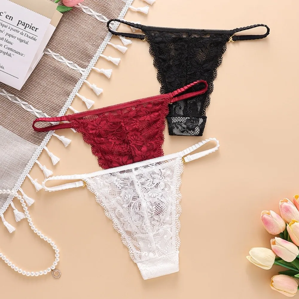Modische Transparente Spitzen-Netz-Tanga Dünne Niedrig Geschnittene T-Back-Höschen Lingerie Blumenmuster Damenunterwäsche – Detail 10