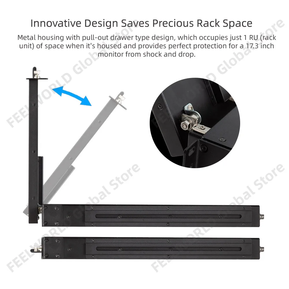 SEETEC SC173-HSD-56 17.3 Inch 1RU Pull Out Rack Mount Monitor Broadcast Director Monitor Full HD 1920x1080 for Post Production