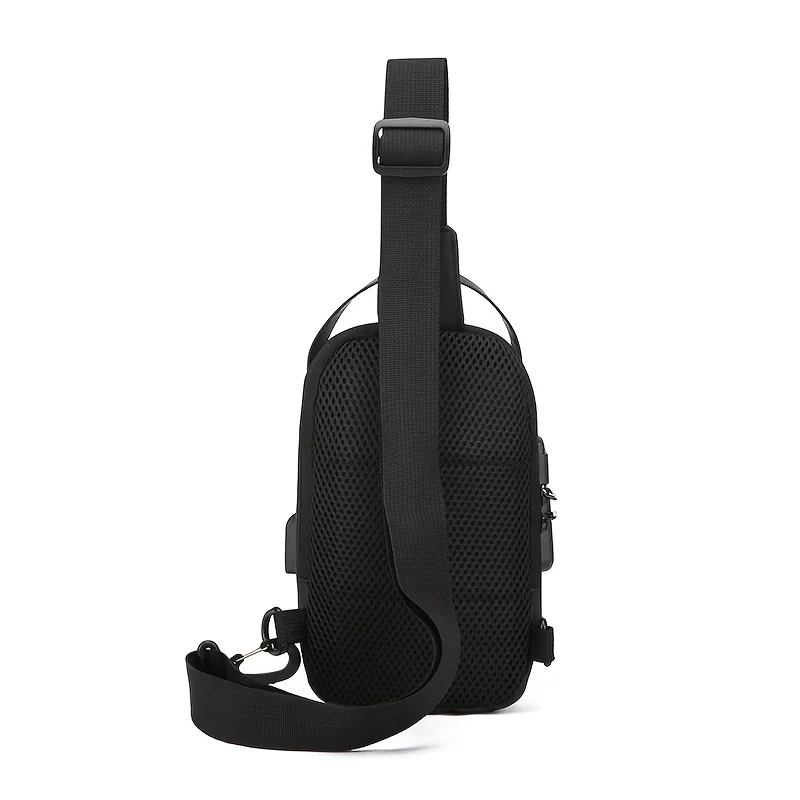 Diebstahlsichere Kombinations-Schloss Herren Brusttasche Wasserdichte Hartschalen PU-Leder Umhängetasche Tragbare Handgurt-Schultertasche – Detail 14