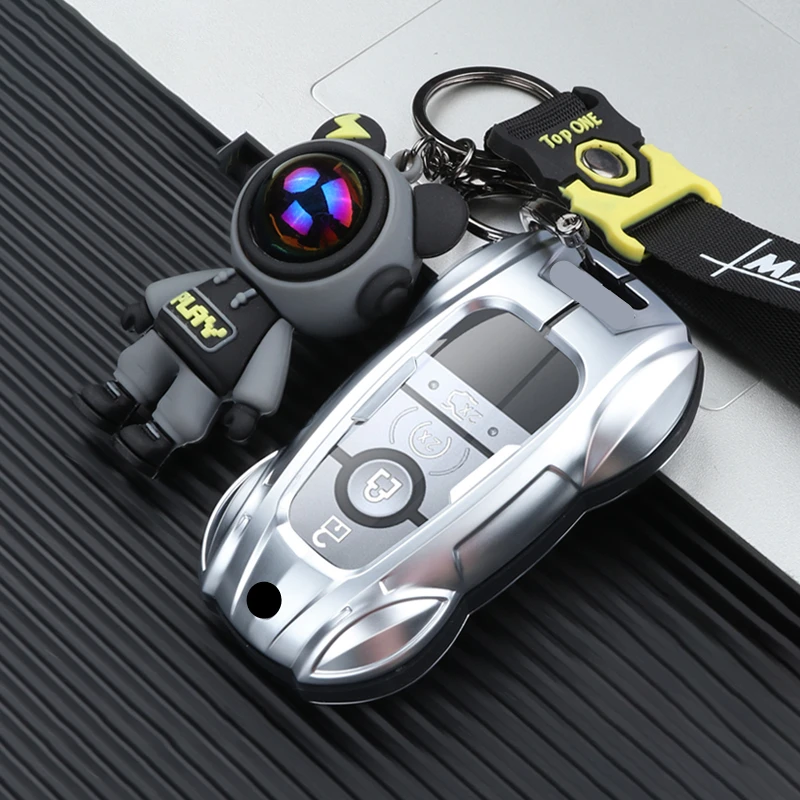 

Metal Car Remote Key Cover Case Holder shell Chain Keyring Fob For Ford New Mondeo Focus EVOS Escape Edge Explorer F-150 Mustang