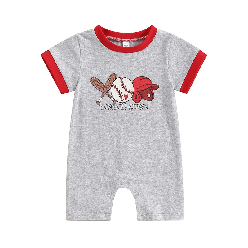 

Newborn Baby Boy Girl Baseball Jumpsuit Summer Clothes Short Sleeve Romper Bodysuit Game Day Outfit