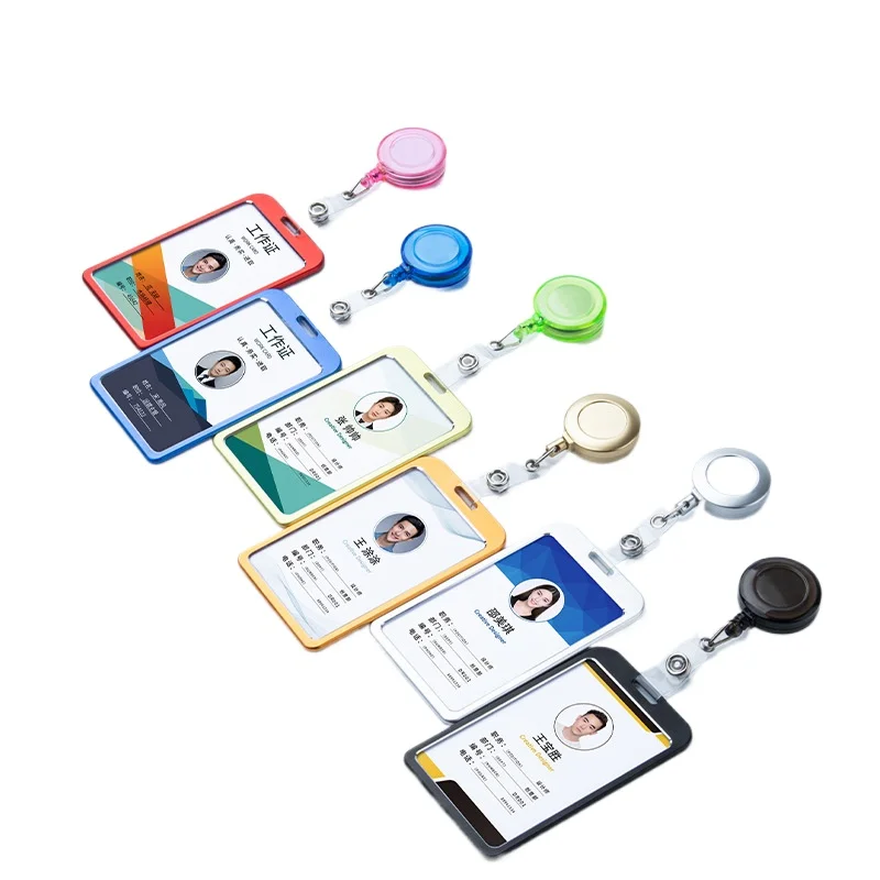 1PC Aluminum Alloy Work Name Card Holders Business Work Card ID Badge Retractable Reel Holder Metal ID Business Case