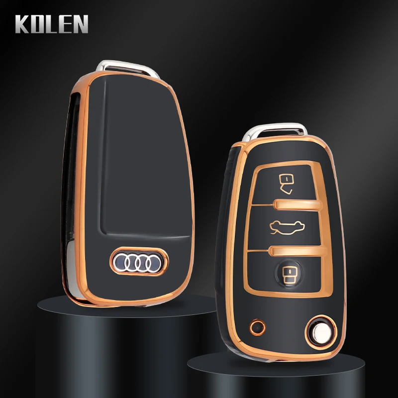 Fashion TPU Car Flip Key Case Cover Fob For Audi A1 A3 8P 8L A4 A5 B6 B7 A6 A7 C5 C6 4F Q3 Q5 Q7 Q8 TT S3 S4 S6 RS Accessories