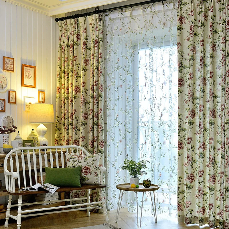 

Rural Style Curtains for Living Room Bedroom Dining Room Linen Bedroom Curtains Jacquard Weave Shading Customized Curtain Window