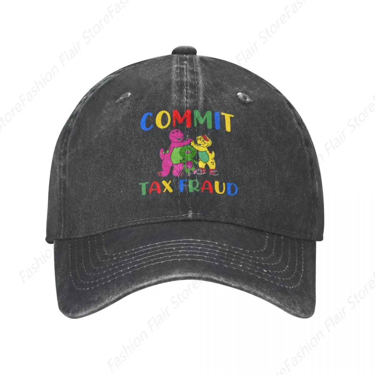 Retro Commit Tax Fraud Barney And Friends Baseball Cap Style Distressed Cotton Snapback Cap Outdoor All Seasons Travel Hats Cap