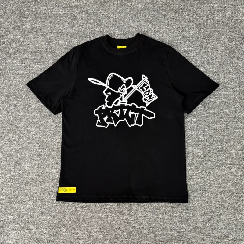 High Quality Flocking Printed Protect Short Sleeve Black T Shirt Men Women Streetwear Summer New Tee Tops T-Shirt