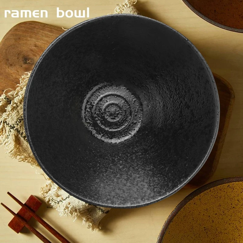 Ceramic Japanese Ramen Soup Bowl With Matching Spoon And Chopsticks, Suitable For Udon, Soba, Large Size