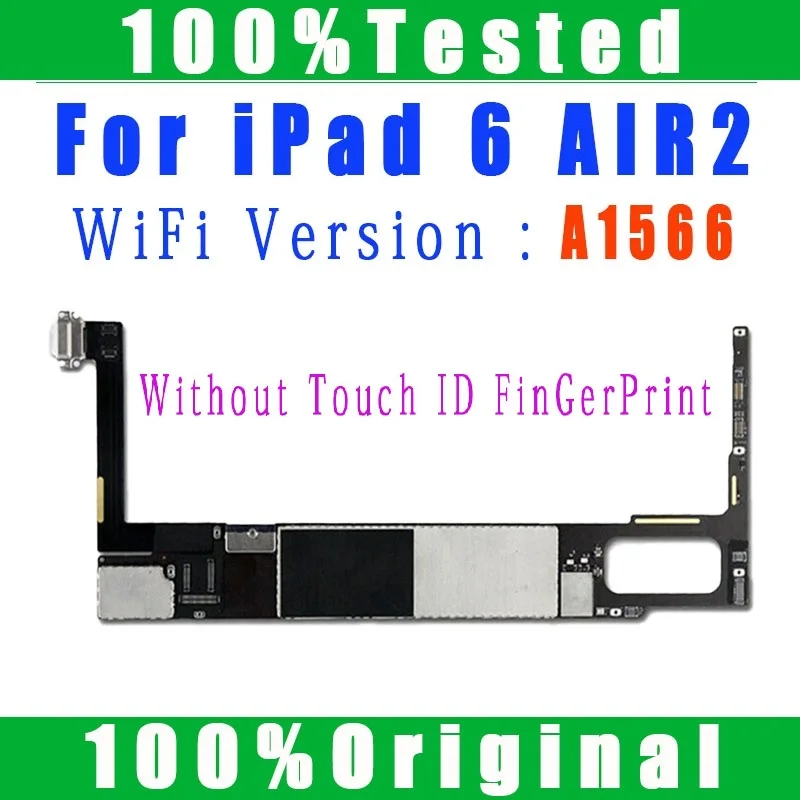 Free iCloud Logic Board For iPad 5 6 Air 1 2 Motherboard A1566 A1567 A1474 A1475 WIFI & WIFI Cellular For iPad AIR1 AIR2