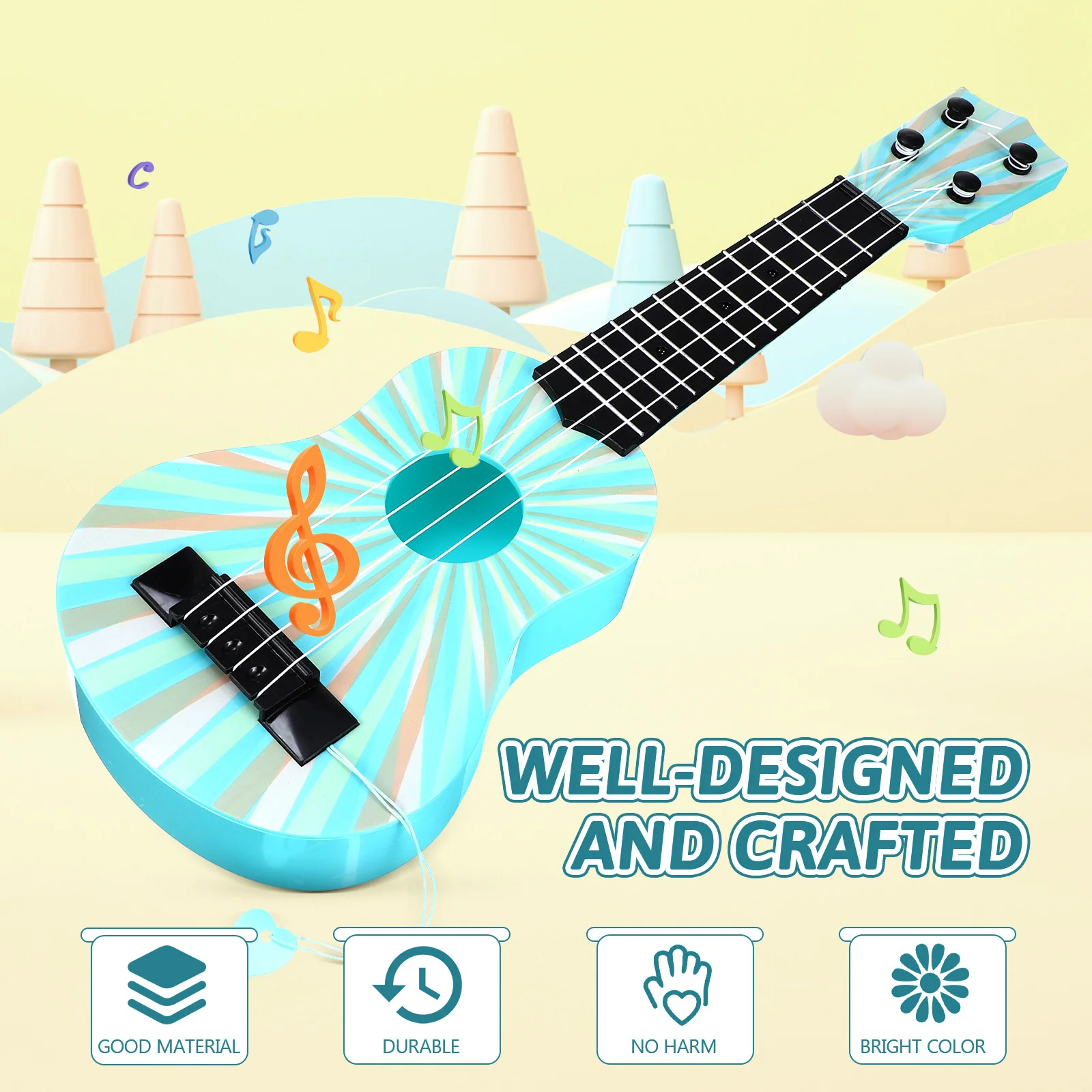 Simulazione Ukulele per bambini Principianti Chitarra Strumento musicale educativo Giocattolo per bambini Decorazione della stanza Idea regalo