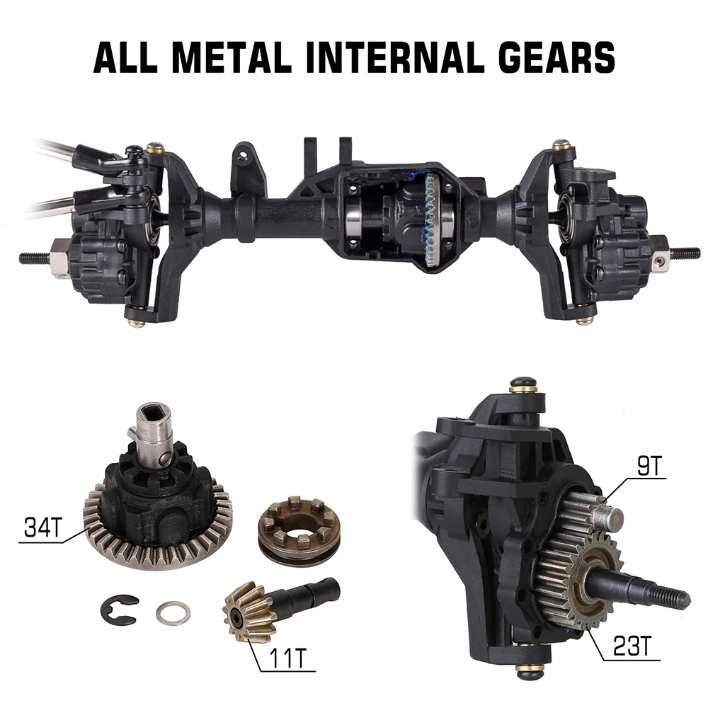 AUSTARHOBBY Metal RC Portal Axles 1/10 Front and Rear axle with T-lock Differential for Traxxas TRX-4 Axle RC Car Upgrades Parts