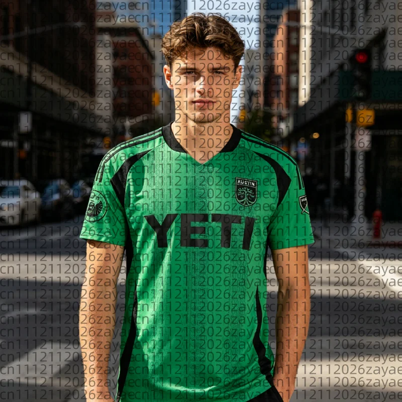 

2026 New Men's Green Football Shirt Quick Dry Breathable Austin Fans Training Uniform Streetwear Casual T-shirt Parent-child