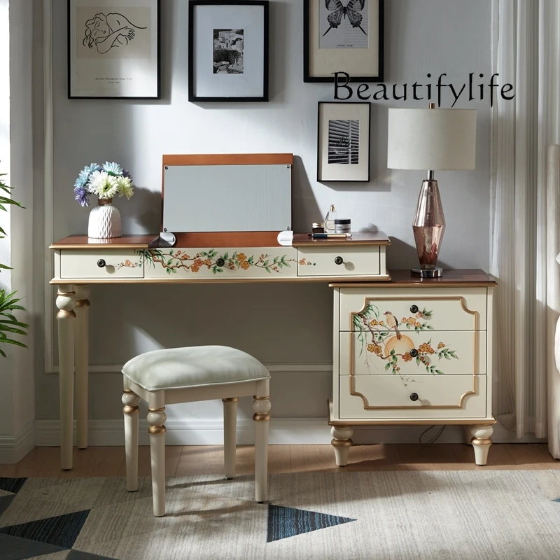Dresser painted makeup table desk combination corner chest bedside table length can be adjusted freely