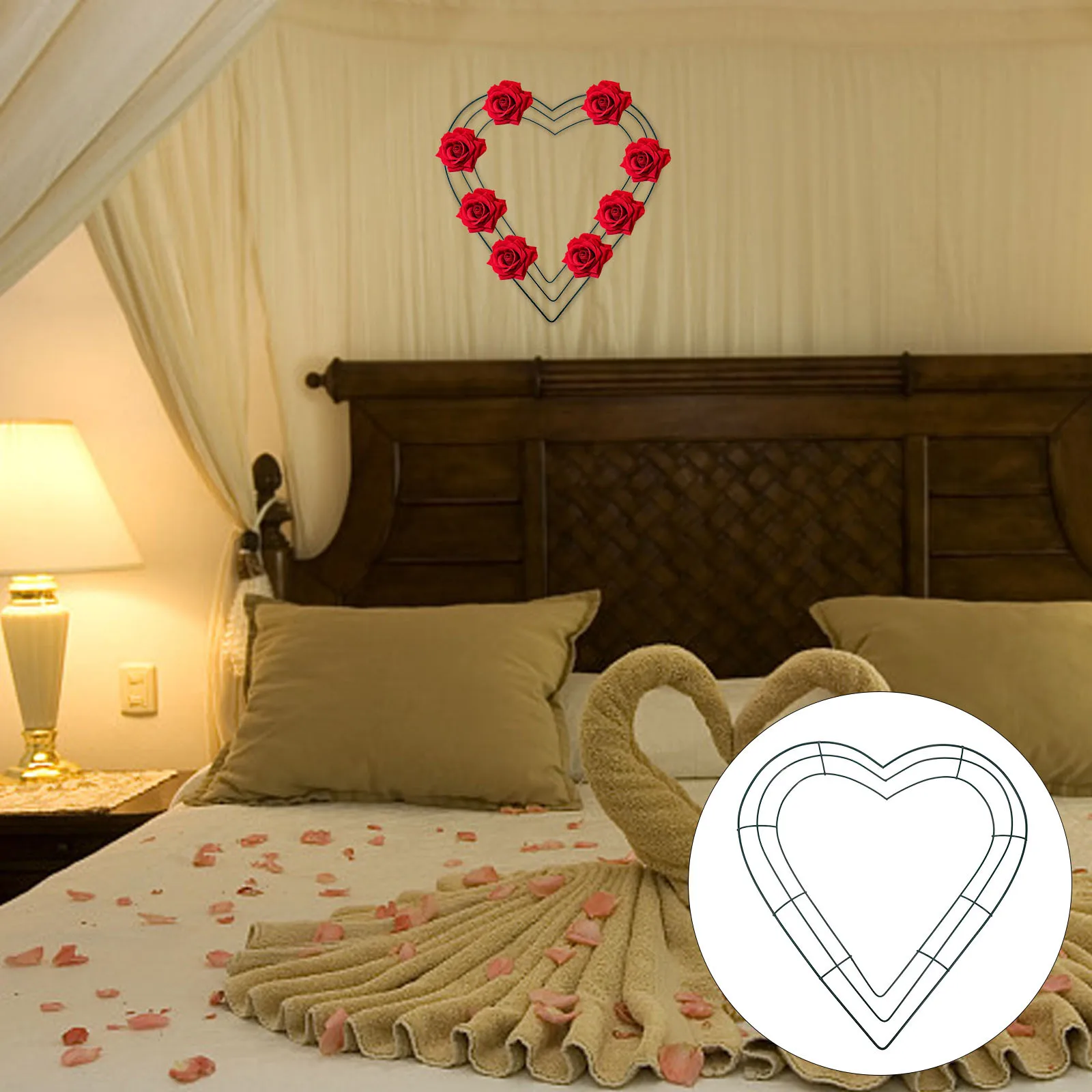 

2Pcs Iron Wreath Frame Heart Shape Metal Rings for DIY Hanging Wreath Making Indoor Outdoor Decor Garland Hoops