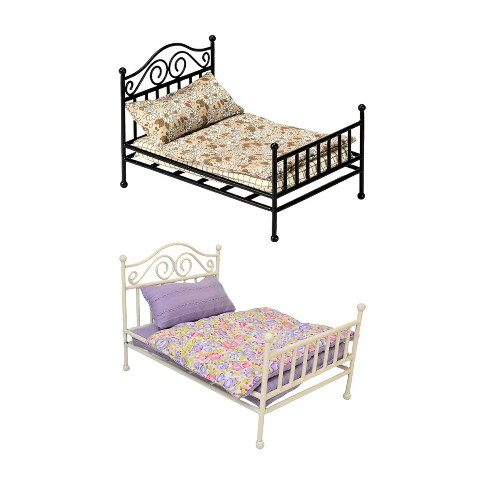 ミニチュア人形ベッド小さなベッド寝室マイクロシーンシーンドールハウスアクセサリー