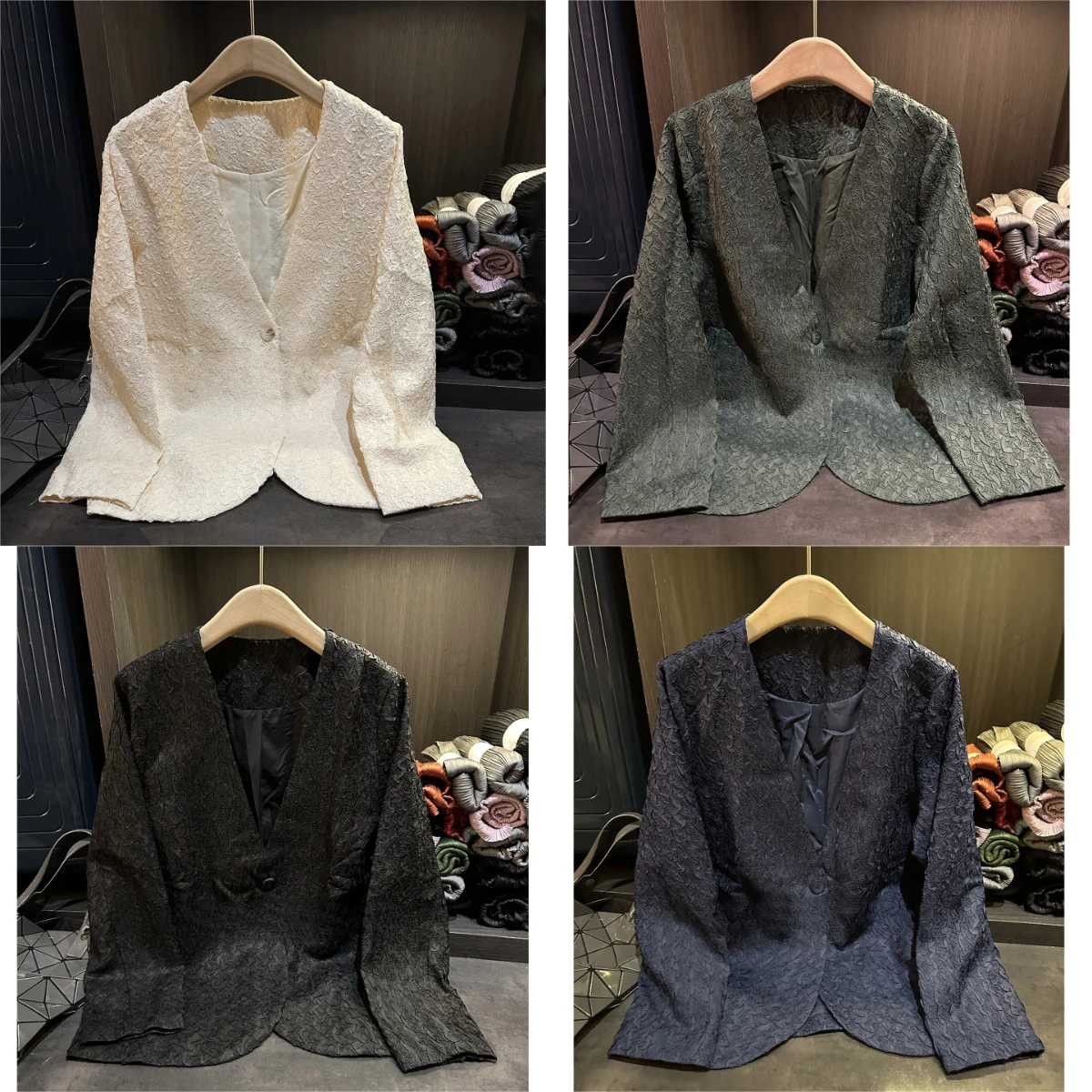 

Miyake Pleated 2025 Autumn Collarless Small Suit Jacket for Women, Autumn Pleated Loose Top, Versatile for Commuting and Leisure