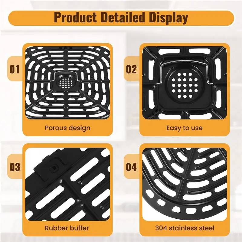 A84G-Air Fryer Grill Plate For Instants Vortex Plus 6QT Air Fryers, Upgraded Square Grill Pan Tray Replacement
