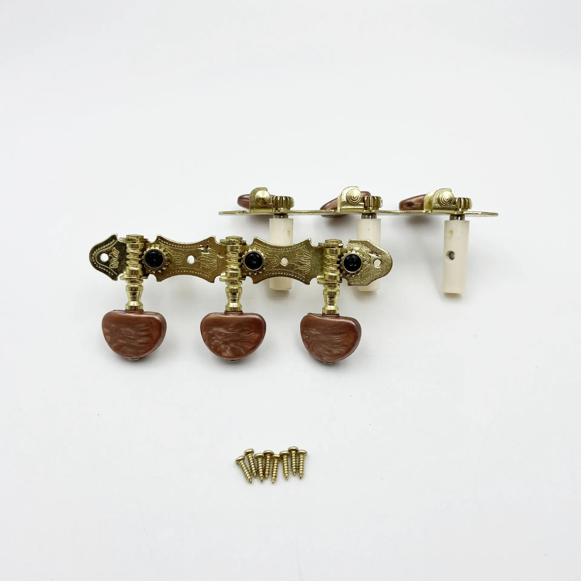 Classical Guitar 3-in-Line Gold Plated Semi-Circular Red Agate Head Plastic String Pegs Tuning Pegs Guitar Machine Heads Tuners