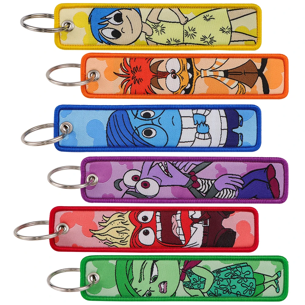 

Funny Cartoon Characters Key Chain for Men Women Embroidery Key Fobs Holder Key Tag Key Ring Jewelry Accessories Gifts