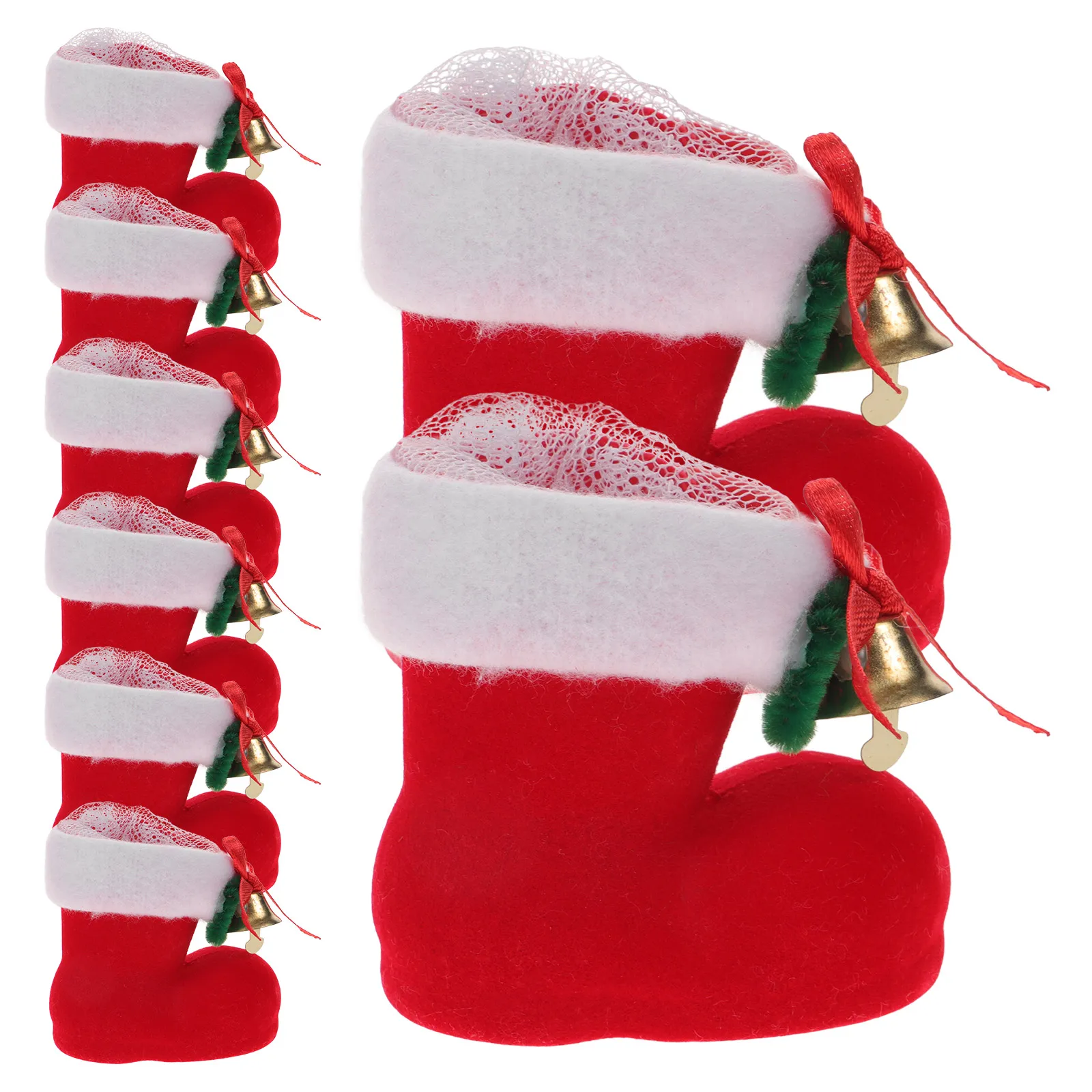 

8 Pcs y Boot Christmas Shoes Gift Bag Kids Christmas Decor Flocking Soft Sweets Shoes Hanging naments Holiday