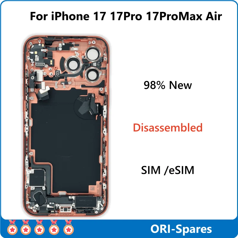 98% Nieuw, gedemonteerde achterkant glas met middenbehuizing complete set voor iPhone 17 Pro Max 17Air, met draadloze NFC flexkabel