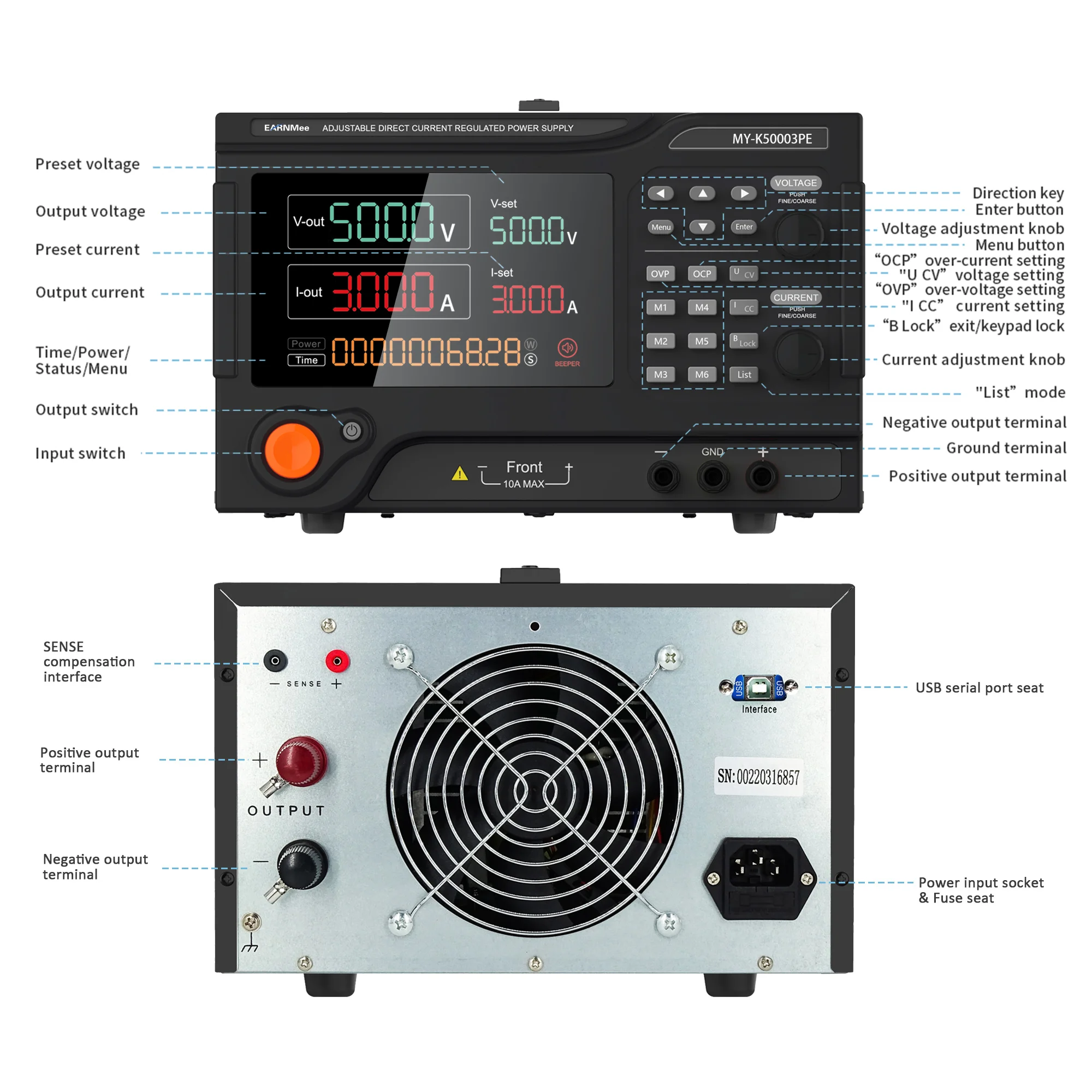 laboratory adjustable 500V 3A regulator bench programmable dc power supply mobile repair