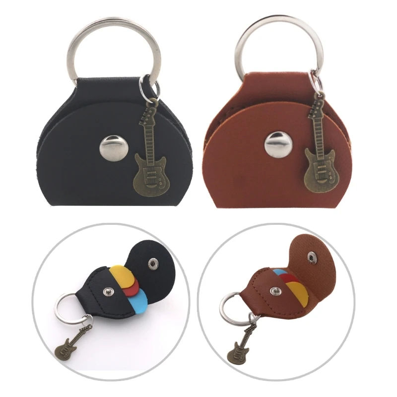 Light weights PU Leather Guitar Pick Holder Keychain Plectrum Key Cases Bag DropShipping