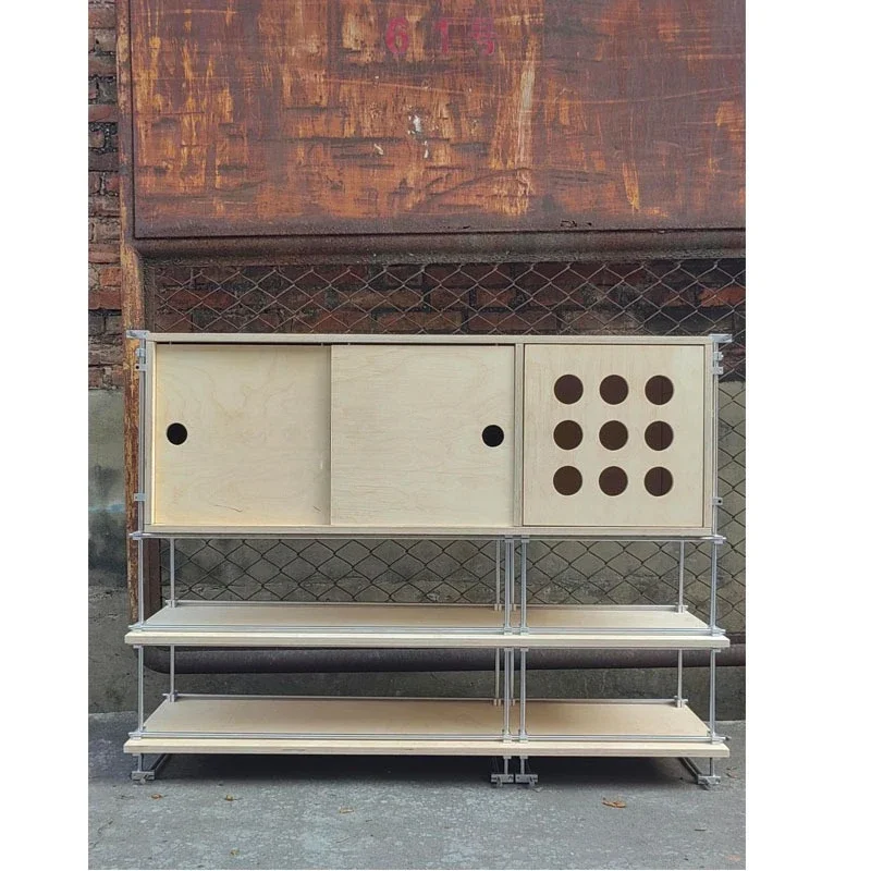 Medieval chest cabinet TV cabinet Small apartment floor-to-ceiling kitchen rack Storage rack Simple locker Display cabinet