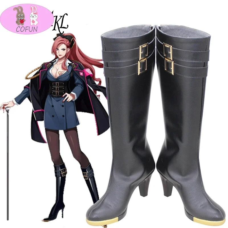 COFUN Division Rap Battle Ichijiku Kadenokoji Cosplay Shoes Boots High Heel Black Boots Custom Made