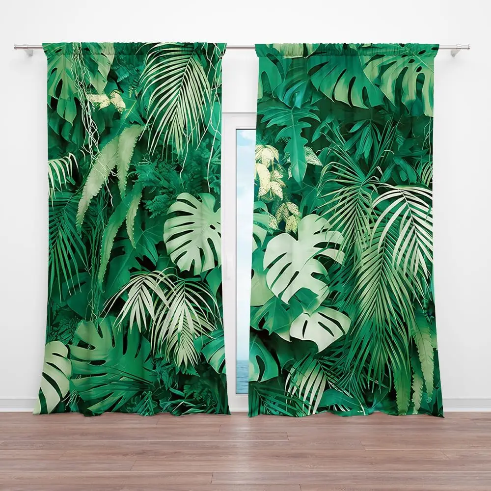 

Tropical Palm Leaves Summer Window Curtain Plant Jungle Garden Nature Eco Theme Plant Living Room Balcony Bedroom Decoration