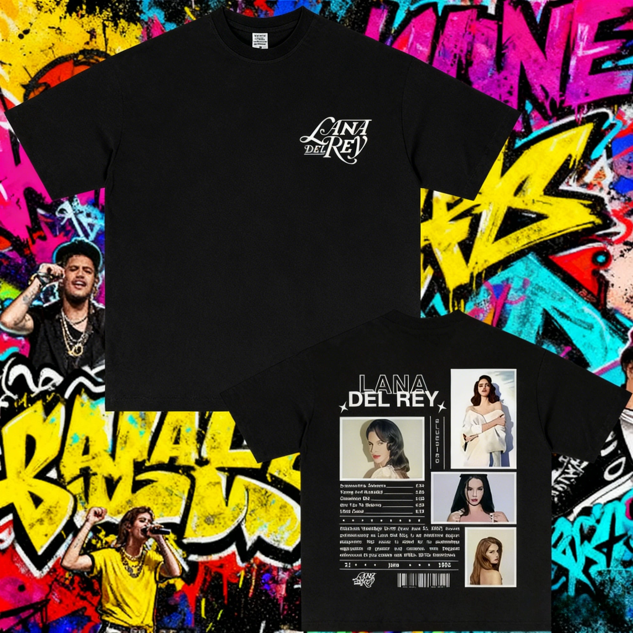 2025 الصيف لانا ديل ري المملكة المتحدة أيرلندا جولة 100% القطن الخالص تي شيرت مطبوع الرجال النساء الهيب هوب موضة الاتجاه الترفيه قصيرة الأكمام #1