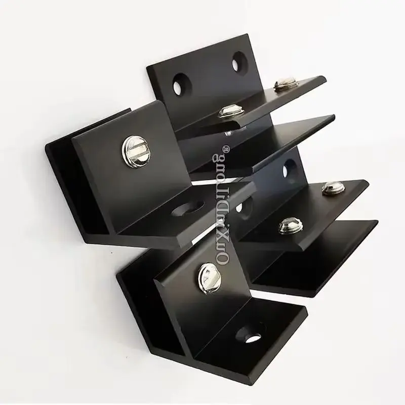 

Новые 4 шт., черные стеклянные зажимы из алюминиевого сплава, F-образные акриловые доски, стеклянные полки, фиксированные кронштейны-держатели, без сверления для 8-12 мм