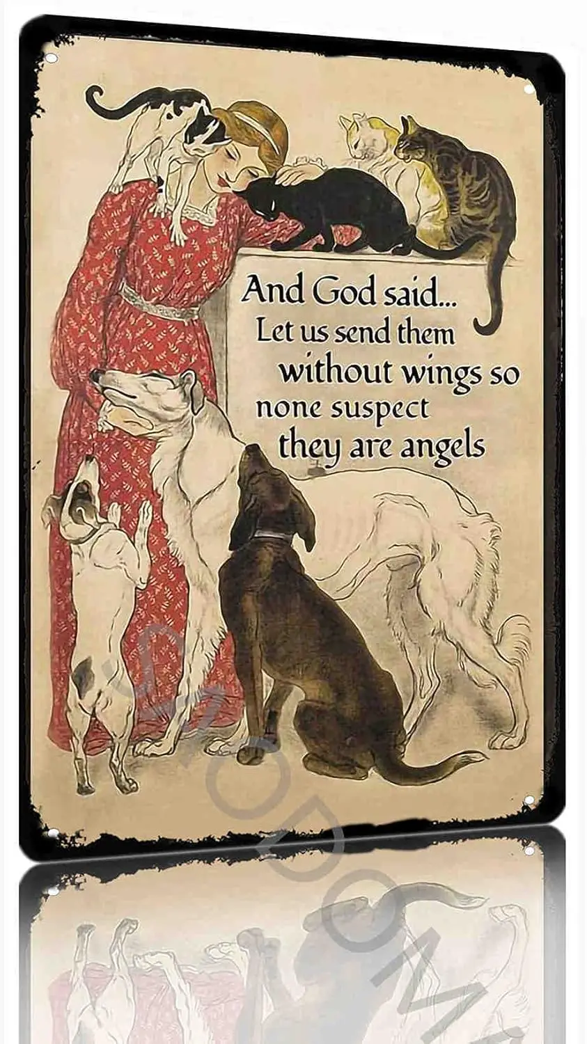 and God Said Let Us Send Them Without Wings So None Suspect They are Angels Daily Metal Decoration Bar Home Door Retro Wall Art