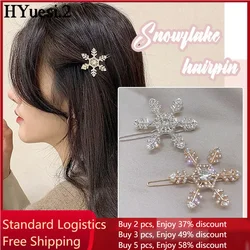 Rhinestone Snowflake Hairpin Women Girls Geometric Bangs Side Clip Christmas Party Hair Barrettes For Kids Gifts