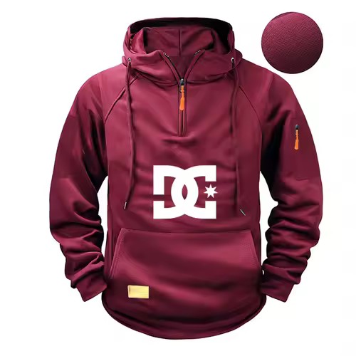 New men's fashion zippered pullover, long-sleeved sweatshirt, casual autumn sweatshirt, multi-pocket spring and autumn style - Image 3